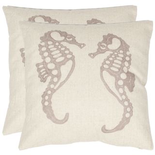 Seahorse 18 inch Cream/ Taupe Decorative Pillows (Set of 2